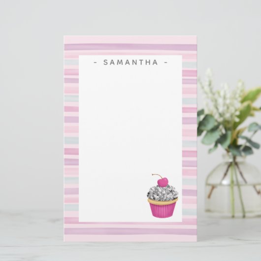 Speciaal persroze crüpcake briefpapier (Staand voorkant)