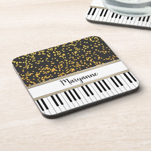 Speciaal Piano Keys Gold Polka Dots Pattern Bier Onderzetter (Linkerzijde)