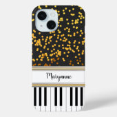 Speciaal Piano Keys Gold Polka Dots Pattern Case-Mate iPhone Case (Achterkant)