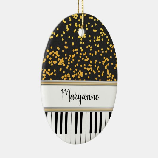 Speciaal Piano Keys Gold Polka Dots Pattern Keramisch Ornament (Rechts)