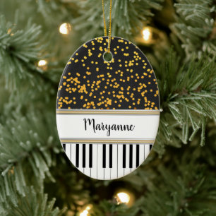 Speciaal Piano Keys Gold Polka Dots Pattern Keramisch Ornament