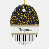 Speciaal Piano Keys Gold Polka Dots Pattern Keramisch Ornament (Voorkant)