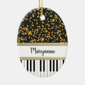 Speciaal Piano Keys Gold Polka Dots Pattern Keramisch Ornament (Achterkant)