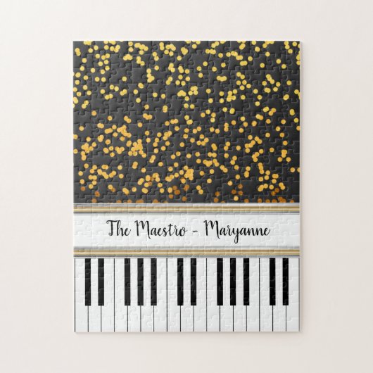 Speciaal Piano Keys Gold Polka Dots Pattern Legpuzzel (Verticaal)