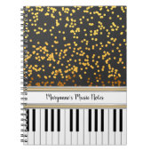 Speciaal Piano Keys Gold Polka Dots Pattern Notitieboek (Voorkant)
