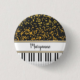 Speciaal Piano Keys Gold Polka Dots Pattern Ronde Button 3,2 Cm
