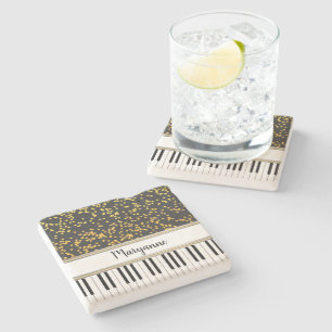 Speciaal Piano Keys Gold Polka Dots Pattern Stenen Onderzetter