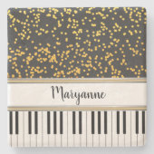 Speciaal Piano Keys Gold Polka Dots Pattern Stenen Onderzetter (Voorkant)