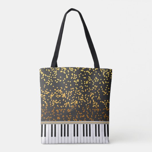Speciaal Piano Keys Gold Polka Dots Pattern Tote Bag (Achterkant)