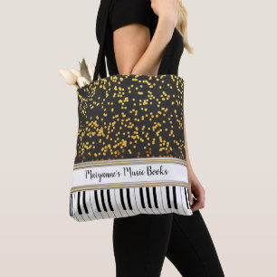 Speciaal Piano Keys Gold Polka Dots Pattern Tote Bag
