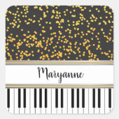 Speciaal Piano Keys Gold Polka Dots Pattern Vierkante Sticker (Voorkant)