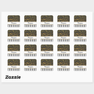 Speciaal Piano Keys Gold Polka Dots Pattern Vierkante Sticker