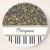 Speciaal Piano Keys Gold Polka Dots Pattern Zandsteen Onderzetter (Voorkant)