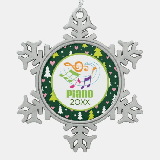 Speciaal Piano Music-kerstcadeau Tin Sneeuwvlok Ornament (Voorkant)