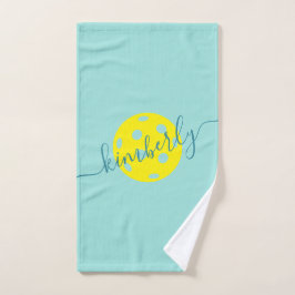 Speciaal Pickleball Script-naam Blauwgroen Handdoek