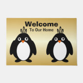 Speciaal pinguïn Design Gold-gekleurd Deurmat (Voorkant)