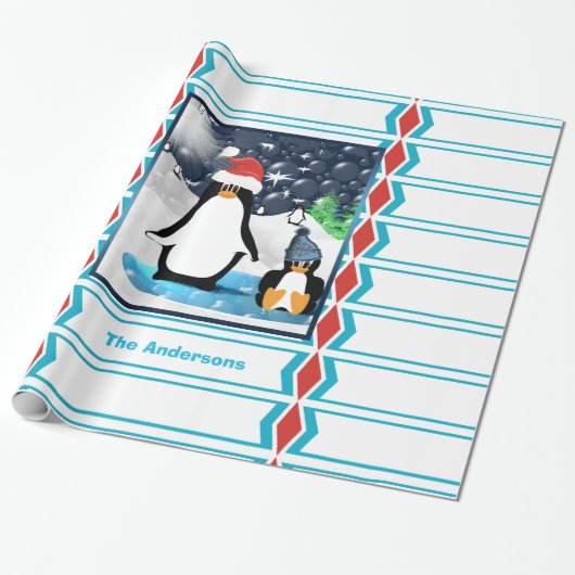 Speciaal pinguïn-verlooppapier cadeaupapier (Uitgerold)