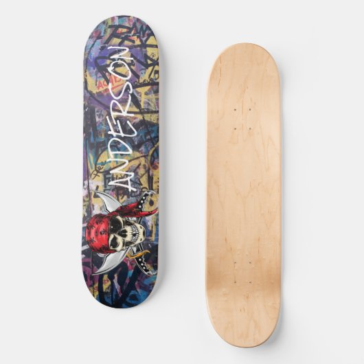 Speciaal piraat schedel persoonlijk skateboard (Voorkant)