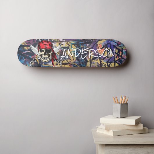 Speciaal piraat schedel persoonlijk skateboard (Muurkunst (Horizontaal))