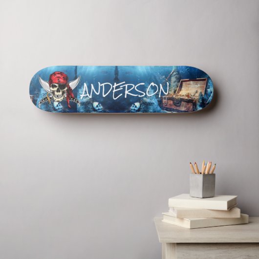 Speciaal piraatschildpad persoonlijk skateboard (Muurkunst (Horizontaal))