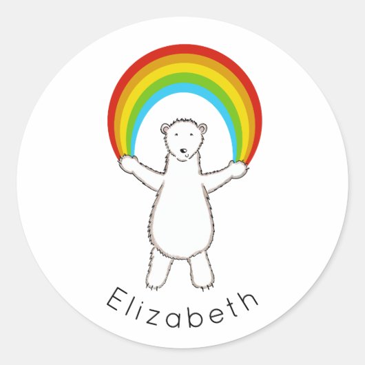 Speciaal Polair Beer en regenboog Ronde Sticker (Voorkant)