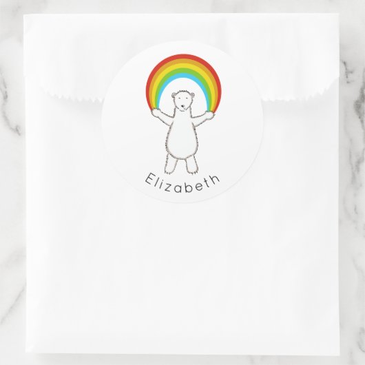 Speciaal Polair Beer en regenboog Ronde Sticker (Tas)