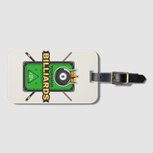 Speciaal Pool Hall NAME 8 Ball Crown Billiards Bagagelabel (Voorkant (horizontaal))