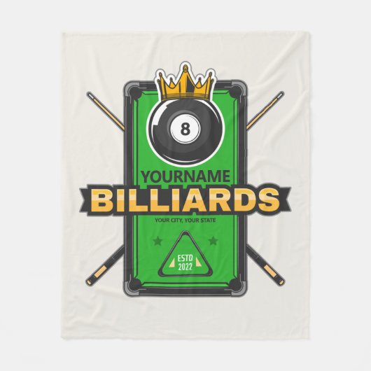 Speciaal Pool Hall NAME 8 Ball Crown Billiards Fleece Deken (Voorkant)