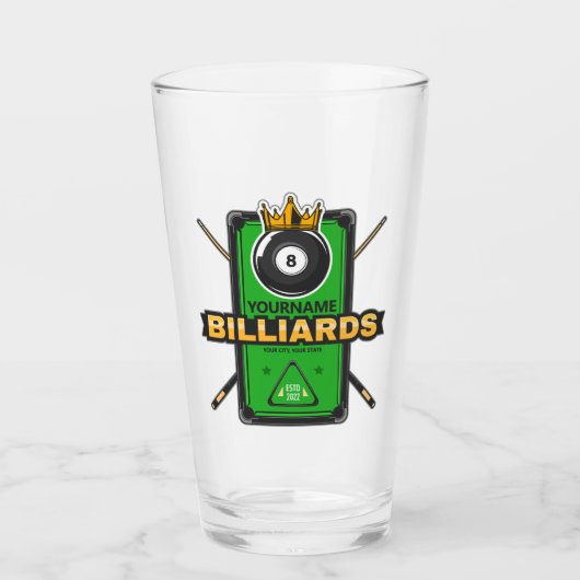 Speciaal Pool Hall NAME 8 Ball Crown Billiards Glas (Voorkant)
