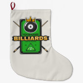 Speciaal Pool Hall NAME 8 Ball Crown Billiards Grote Kerstsok (Voorkant)