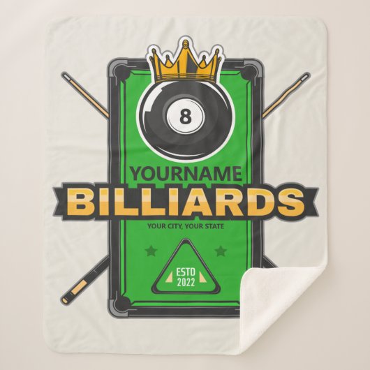 Speciaal Pool Hall NAME 8 Ball Crown Billiards Sherpa Deken (Voorkant)