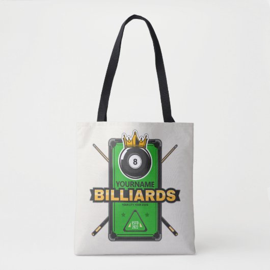 Speciaal Pool Hall NAME 8 Ball Crown Billiards Tote Bag (Voorkant)