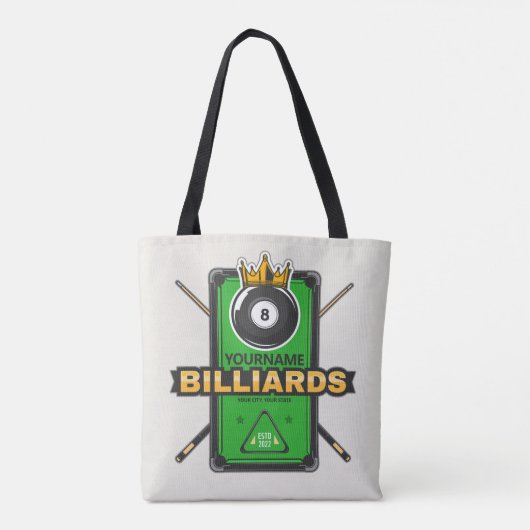 Speciaal Pool Hall NAME 8 Ball Crown Billiards Tote Bag (Achterkant)