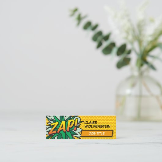 Speciaal Pop Art Comic Book ZAP Mini Visitekaartje (Staand voorkant)
