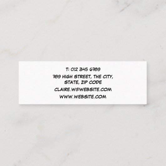 Speciaal Pop Art Comic Book ZAP Mini Visitekaartje (Achterkant)