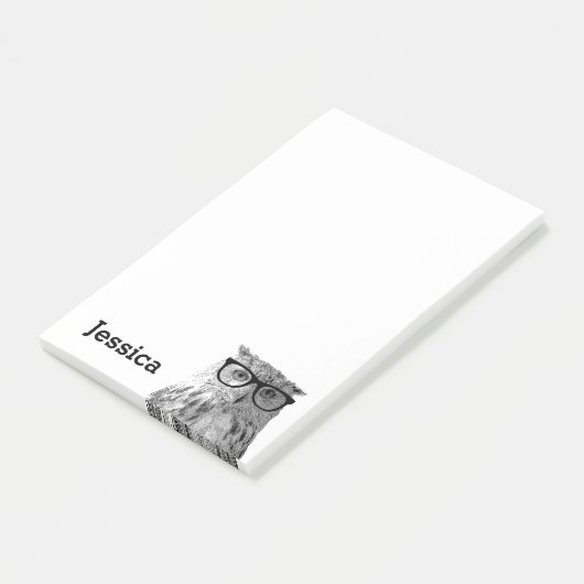 Speciaal Post-it® notes met een schattig uilontwer (Schuin)