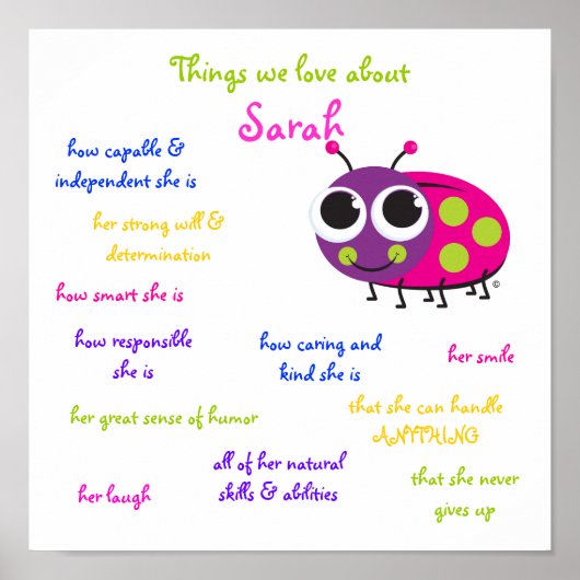 Speciaal Poster "Cute Ladybug" voor meisjes (Voorkant)