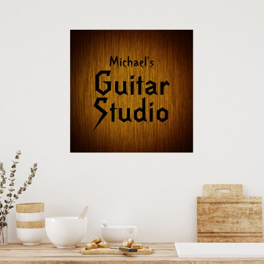 Speciaal Poster Guitar Studio op Sunburst Wood (Keuken)