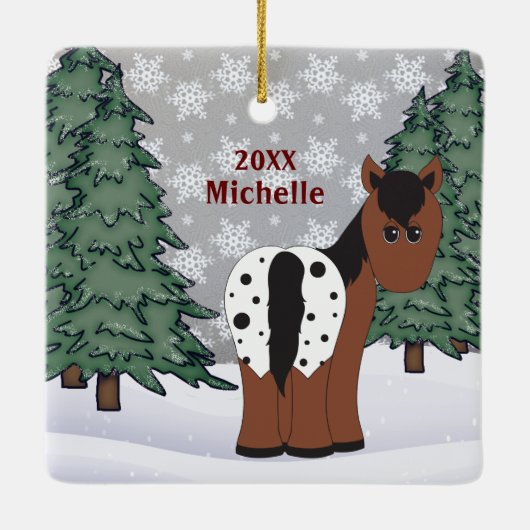 Speciaal Prettige feestdagen Appaloosa Horse Keramisch Ornament (Achterkant)