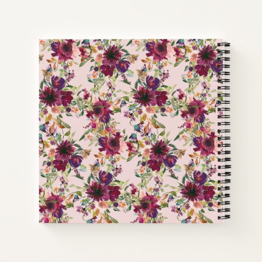 Speciaal pruimen Paars Blush roze Floral Recipe Notitieboek (Achterkant)