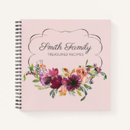 Speciaal pruimen Paars Blush roze Floral Recipe Notitieboek