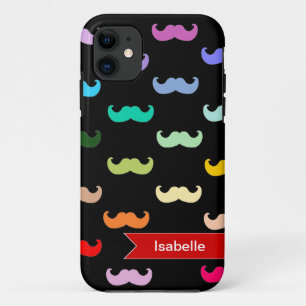 Speciaal Rainbow Mustache-patroon op zwart Case-Mate iPhone Case