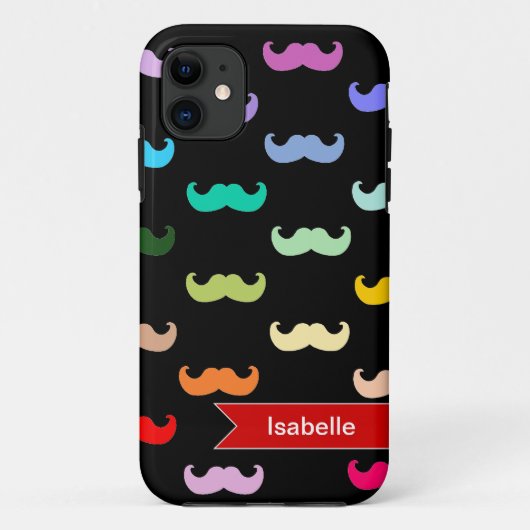 Speciaal Rainbow Mustache-patroon op zwart Case-Mate iPhone Case (Achterkant)