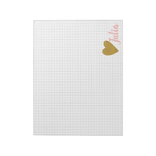 Speciaal rasterpapier, goudhart notitieblok (Linkerzijde)