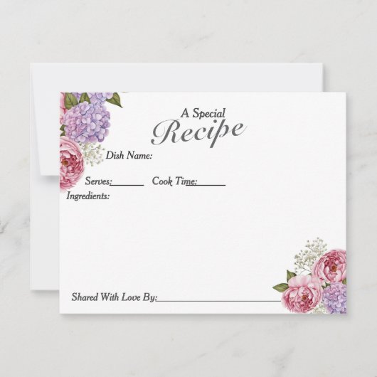 Speciaal Recept Pioenhortensia baby's adem Kaart (Voorkant)