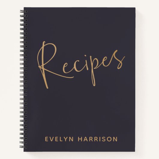 Speciaal Recipe Journal in Indigo Blue Gold Notitieboek (Voorkant)
