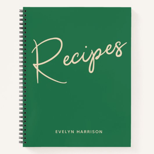 Speciaal Recipe Journal in Kelly Green Notitieboek (Voorkant)