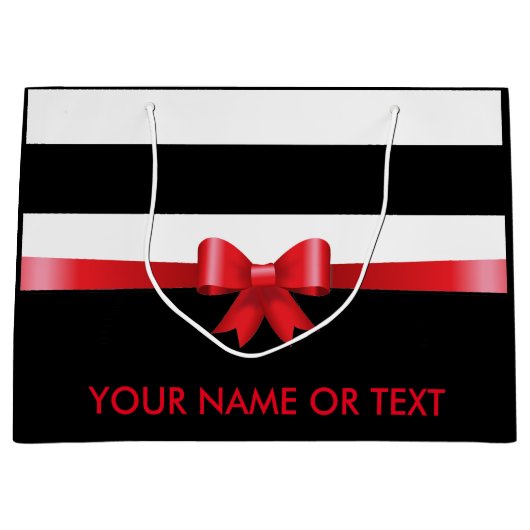 Speciaal RED Black Bold Stripes RED SATIN BOW Large Cadeautasje (Voorkant)