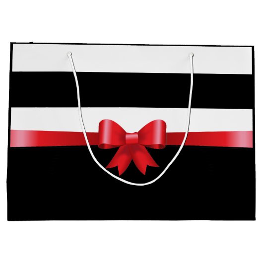 Speciaal RED Black Bold Stripes RED SATIN BOW Large Cadeautasje (Achterkant)