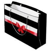 Speciaal RED Black Bold Stripes RED SATIN BOW Large Cadeautasje (Achterkant Gekanteld)